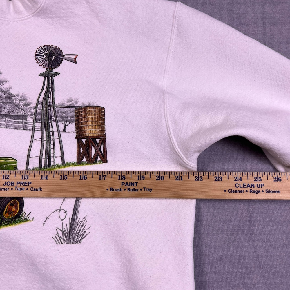 Oneita VTG Farm Tractor Graphic Sweatshirt Mens Large White USA Made Crewneck - Picture 5 of 9